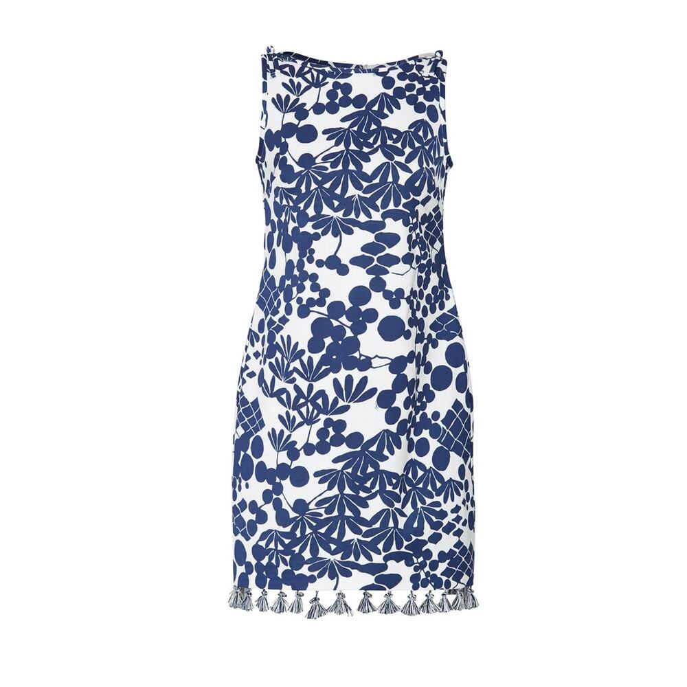 Trina Turk Encantader Blue White Sheath Dress 10 - Picture 4 of 13